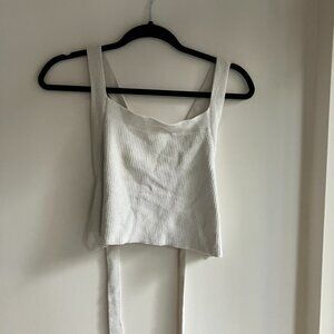 aritzia white cropped knit tank